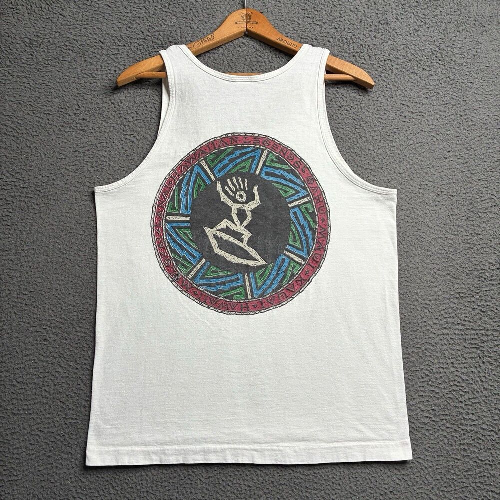 Vintage Hawaiian Legends Tank Top Mens Medium Surfing Single Stitch USA 90s
